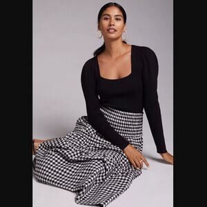 Anthropologie Maeve Black Square Neck Sweater - New - Small